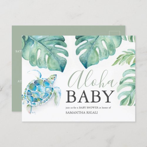 Tropical Baby Shower Invitations Aloha Postcard