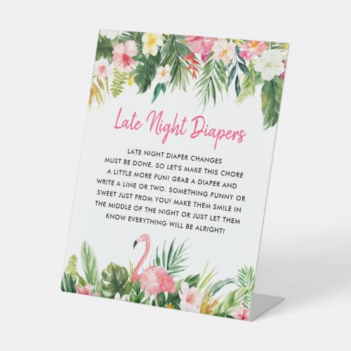 Tropical Baby Shower Late Night Diapers Sign
