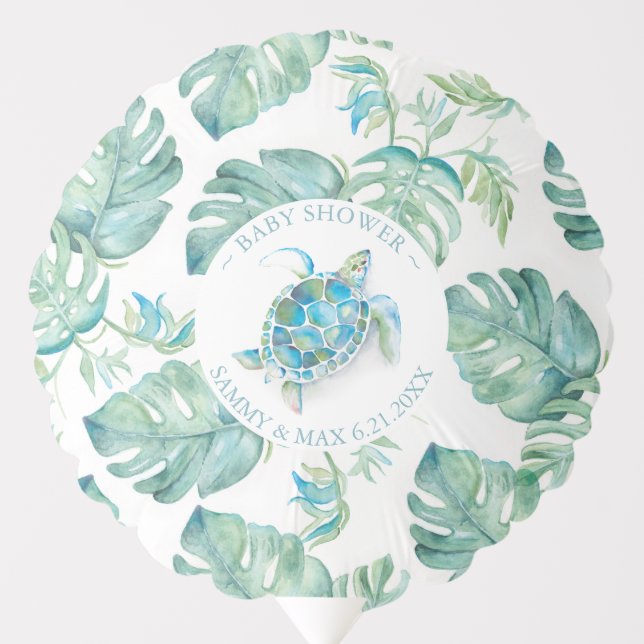 Tropical Baby Shower Sea Turtle Balloon (Front)