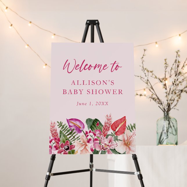 Tropical Baby Shower Welcome Sign (In Situ (Stand))