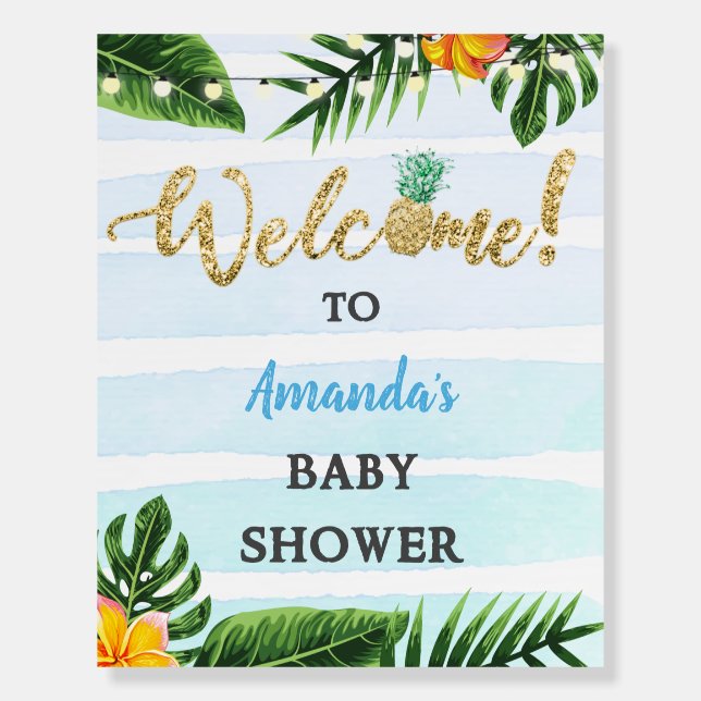 Tropical Baby Shower  Welcome Sign Foam Boards (Front)