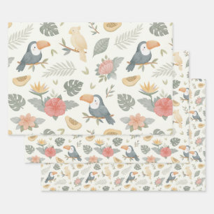 Tropical Baby Shower Wrapping Paper Flat Sheets
