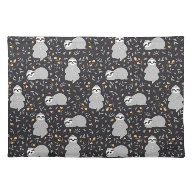 Tropical Baby Sloth Pattern Cloth Placemat (Front)