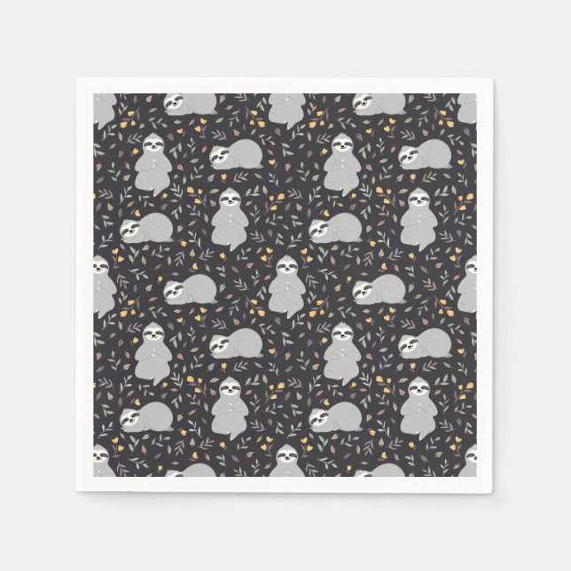 Tropical Baby Sloth Pattern Napkins (Front)