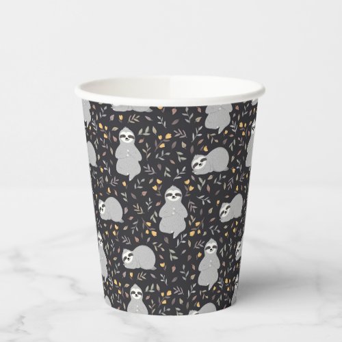 Tropical Baby Sloth Pattern Paper Cups