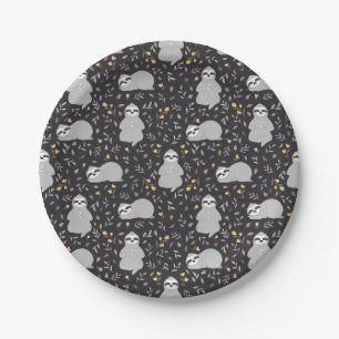 Tropical Baby Sloth Pattern Paper Plates