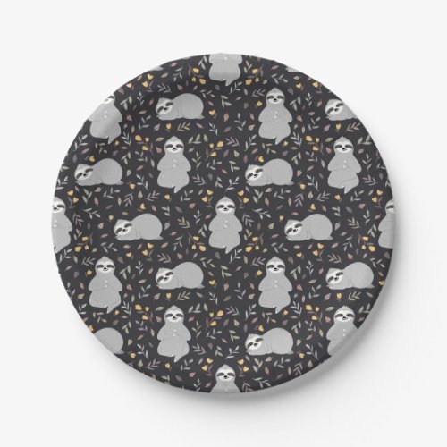 Tropical Baby Sloth Pattern Paper Plates