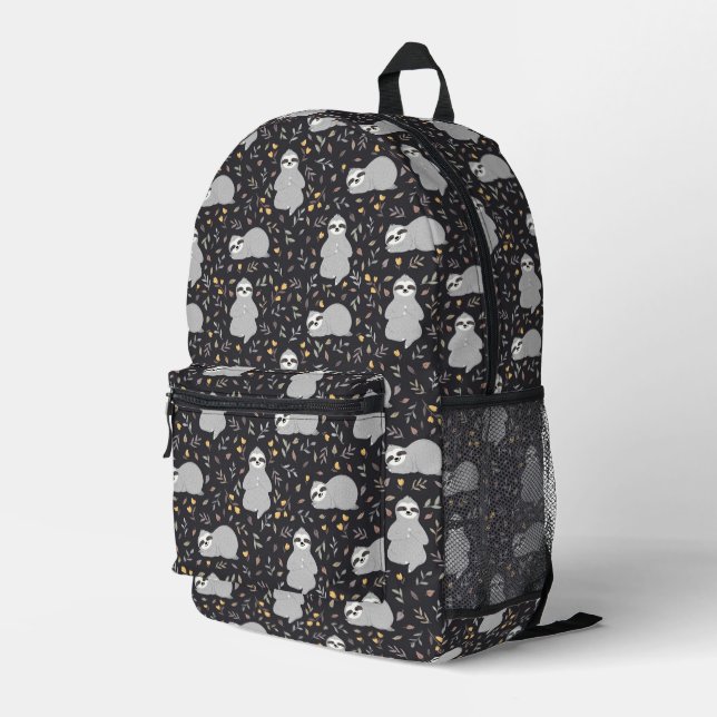 Tropical Baby Sloth Pattern Printed Backpack (Back Corner Right)