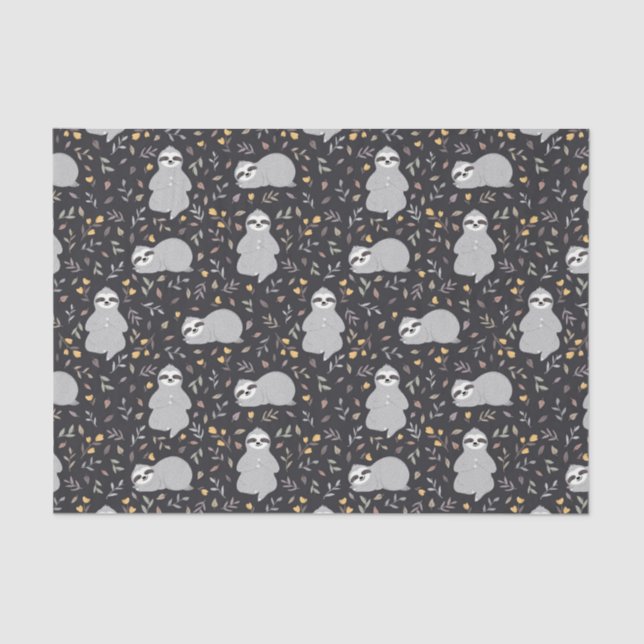 Tropical Baby Sloth Pattern Tissue Paper (Front)