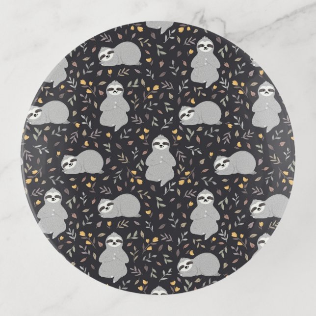 Tropical Baby Sloth Pattern Trinket Tray (Front)