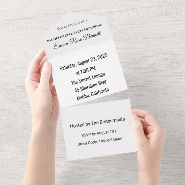 Tropical Bachelorette All In One Invitation (Tearaway)