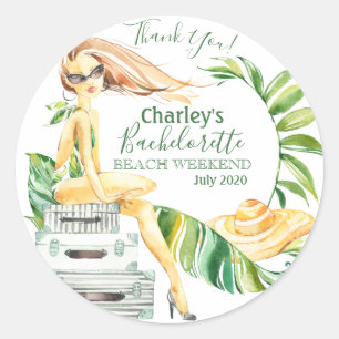 Tropical Bachelorette Beach Party Weekend Classic Round Sticker