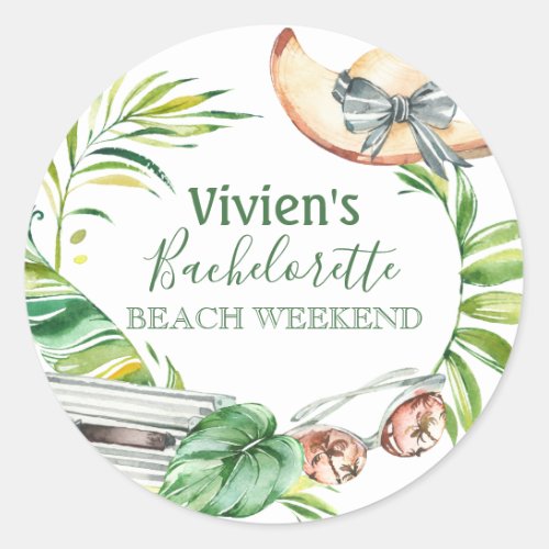 Tropical Bachelorette Beach Party Weekend Classic Round Sticker
