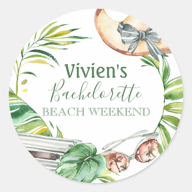 Tropical Bachelorette Beach Party Weekend Classic Round Sticker (Front)