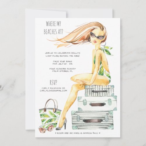 Tropical Bachelorette Beach Party Weekend Invitation