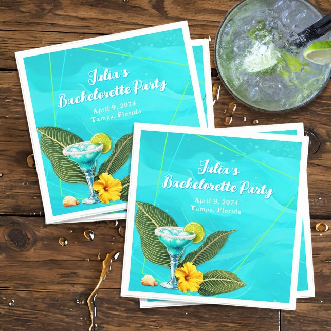 Tropical Bachelorette Party Blue Waves Napkins (Creator Uploaded)