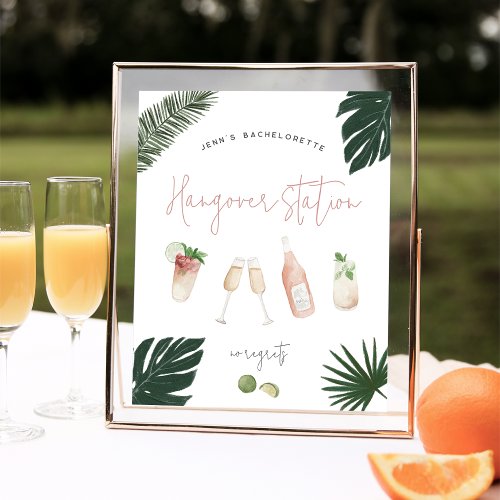 Tropical Bachelorette Party Hangover Station Sign
