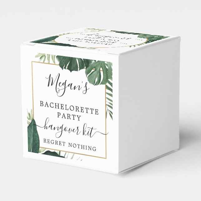 Tropical Bachelorette Party Hangover Survival Kit Favor Boxes (Front Side)