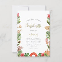 Tropical Bachelorette Party Invitation Beach