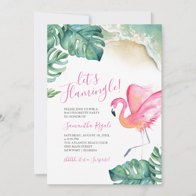 Tropical Bachelorette Party Invitations (Front)