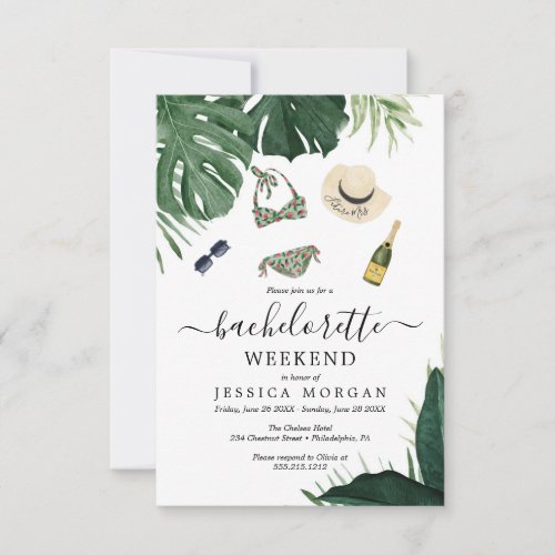 Tropical Bachelorette Party Invite Itinerary