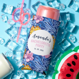 Tropical Bachelorette party Pineapple Pattern Seltzer Can Cooler