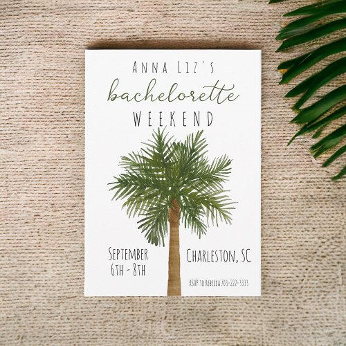 Tropical Bachelorette Party Weekend Itinerary  Invitation