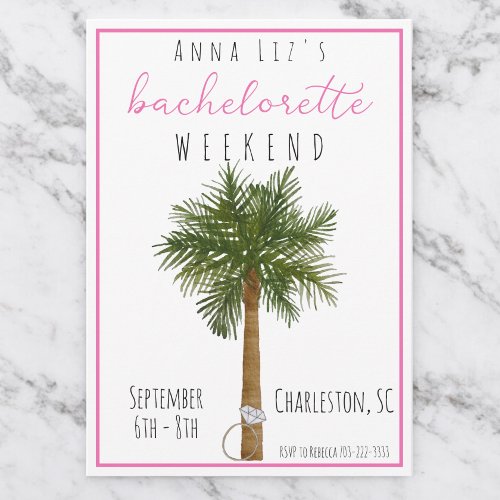 Tropical Bachelorette Party Weekend Itinerary Ring Invitation