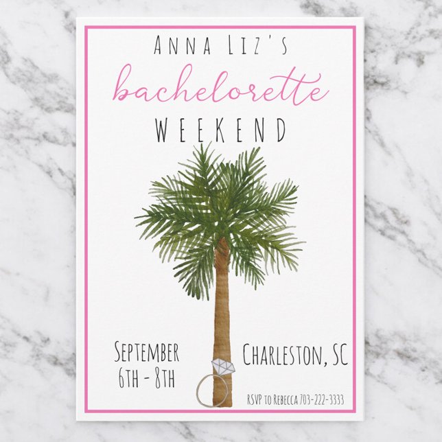 Tropical Bachelorette Party Weekend Itinerary Ring Invitation (Creator Uploaded)