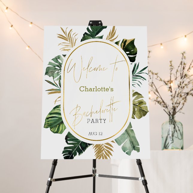 Tropical Bachelorette Party Welcome Sing Foam Board (In Situ (Stand))
