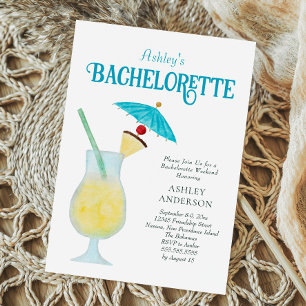Tropical Bachelorette Party with Pina Colada Invitation