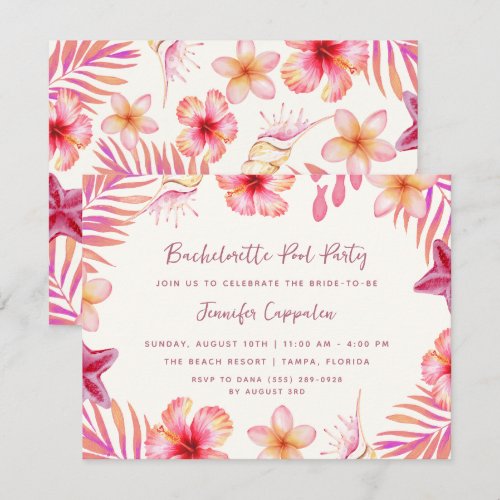 Tropical Bachelorette Pool Party Invitation