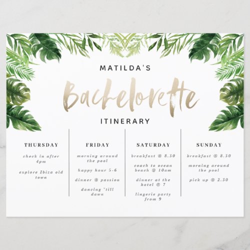 tropical Bachelorette weekend itinerary