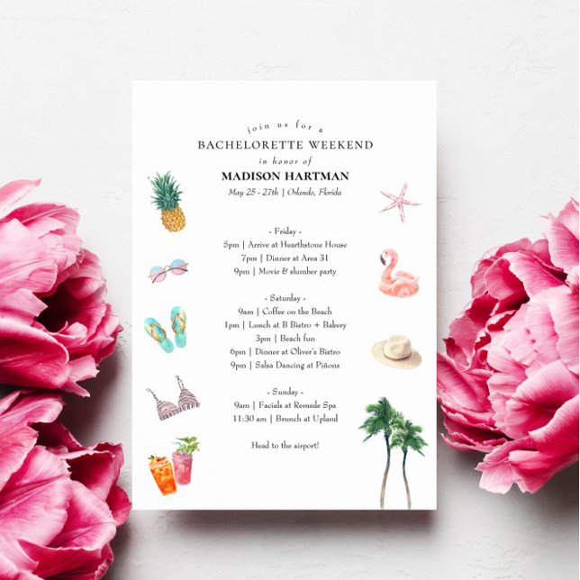 Tropical Bachelorette Weekend Itinerary Invitation (Creator Uploaded)