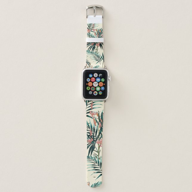 Tropical background with jungle plants. Seamless t Apple Watch Band (Front)