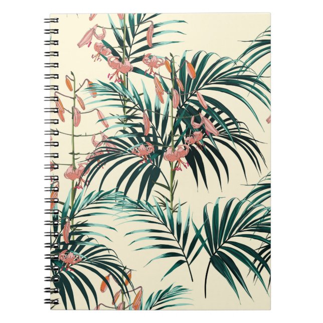 Tropical background with jungle plants. Seamless t Notebook (Front)