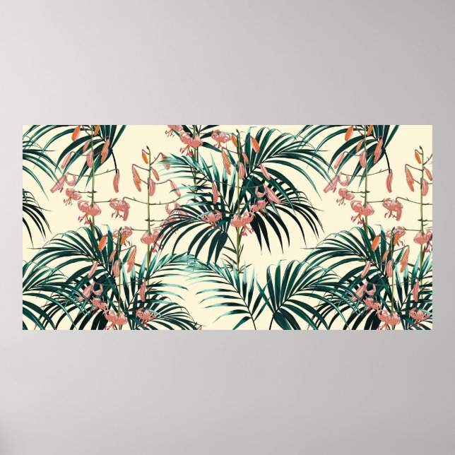 Tropical background with jungle plants. Seamless t Poster (Front)