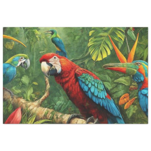 Tropical Background with Parrots Decoupage  Tissue Paper