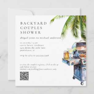 Tropical Backyard BBQ Couples Shower  Invitation