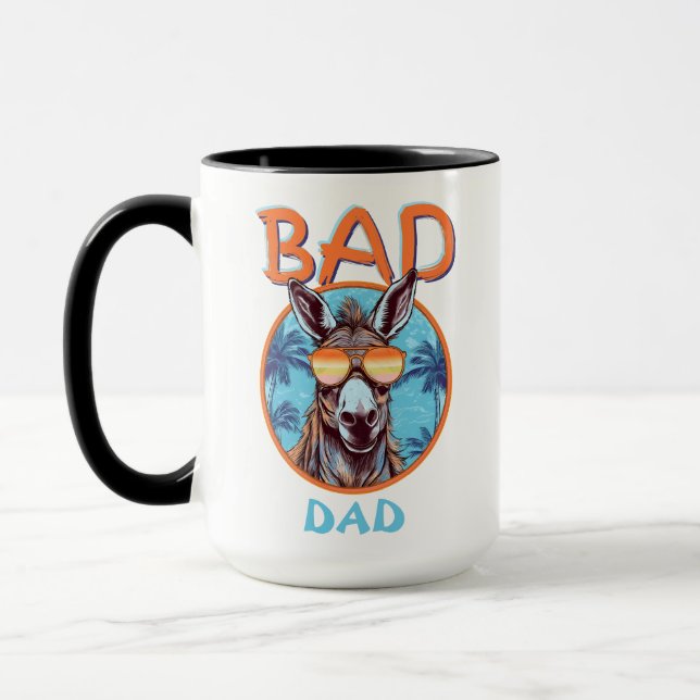 Tropical Badass Dad Pun Happy Donkey Exotic Vibes Mug (Left)