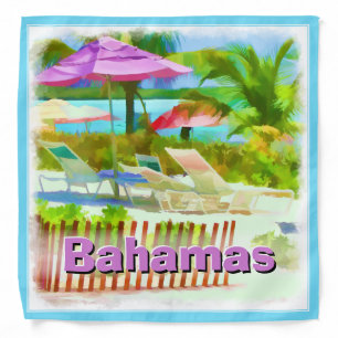 Tropical Bahama Island Beach Scene - Painterly Bandana