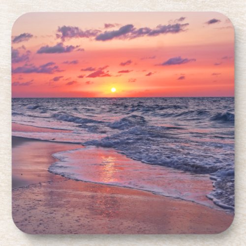 Tropical Bahamas Sunset Paradise Beach Beverage Coaster