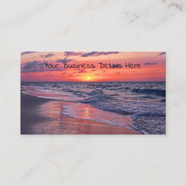Tropical Bahamas Sunset Paradise Beach Business Card (Front)