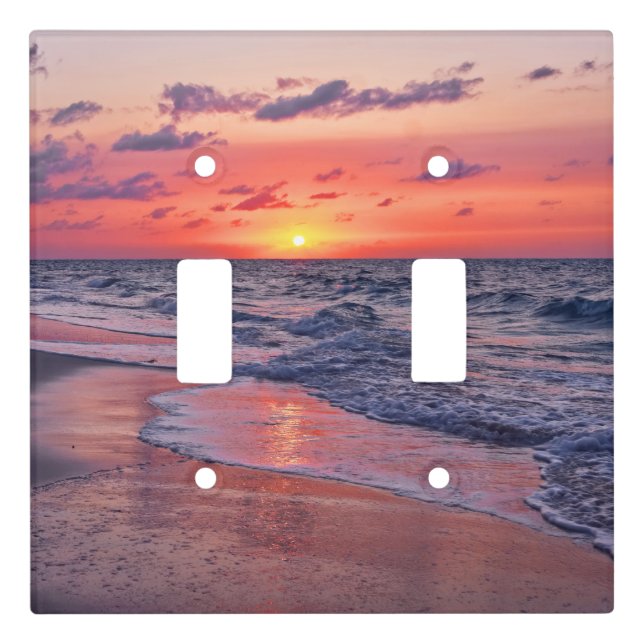 Tropical Bahamas Sunset Paradise Beach Light Switch Cover (Front)