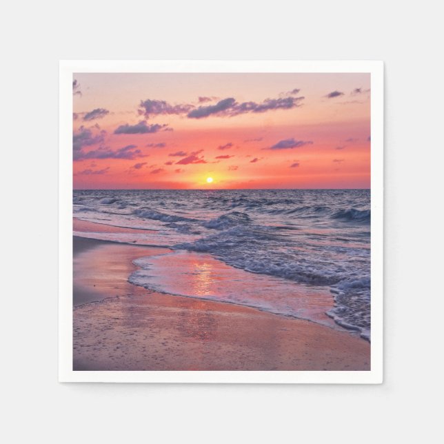 Tropical Bahamas Sunset Paradise Beach Napkins (Front)