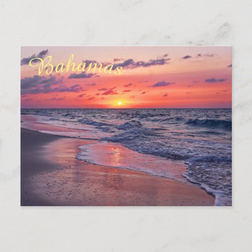 Tropical Bahamas Sunset Paradise Beach Postcard