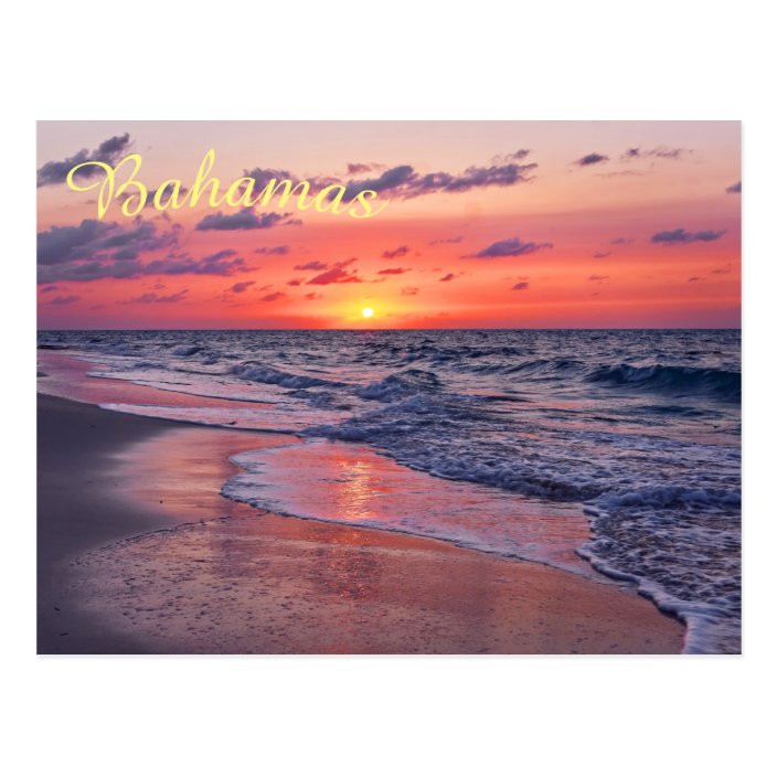 Tropical Bahamas Sunset Paradise Beach Postcard Zazzle Com