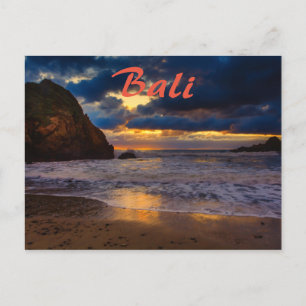 Tropical Bali Golden Sunset Sea Beach Escape Postcard