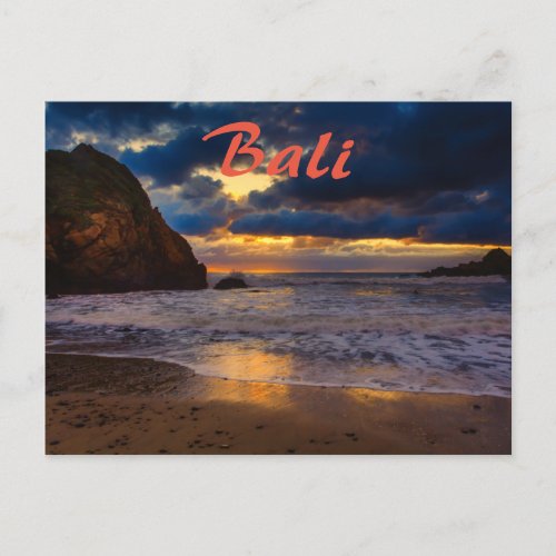 Tropical Bali Golden Sunset Sea Beach Escape Postcard
