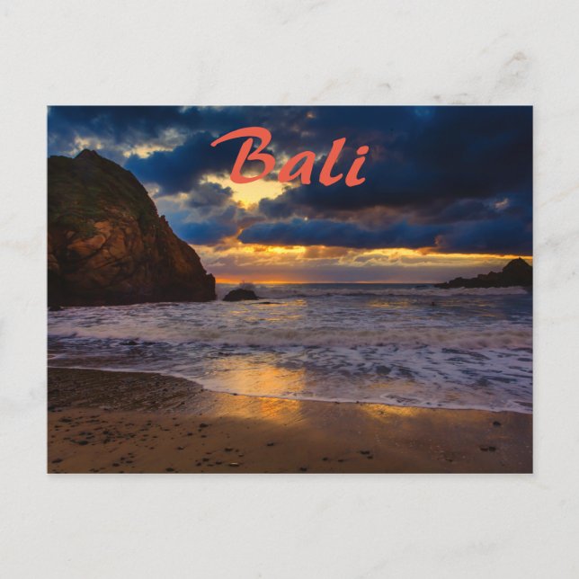 Tropical Bali Golden Sunset Sea Beach Escape Postcard (Front)